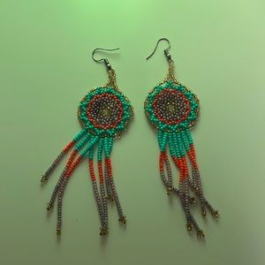 Huichol hand beaded earrings